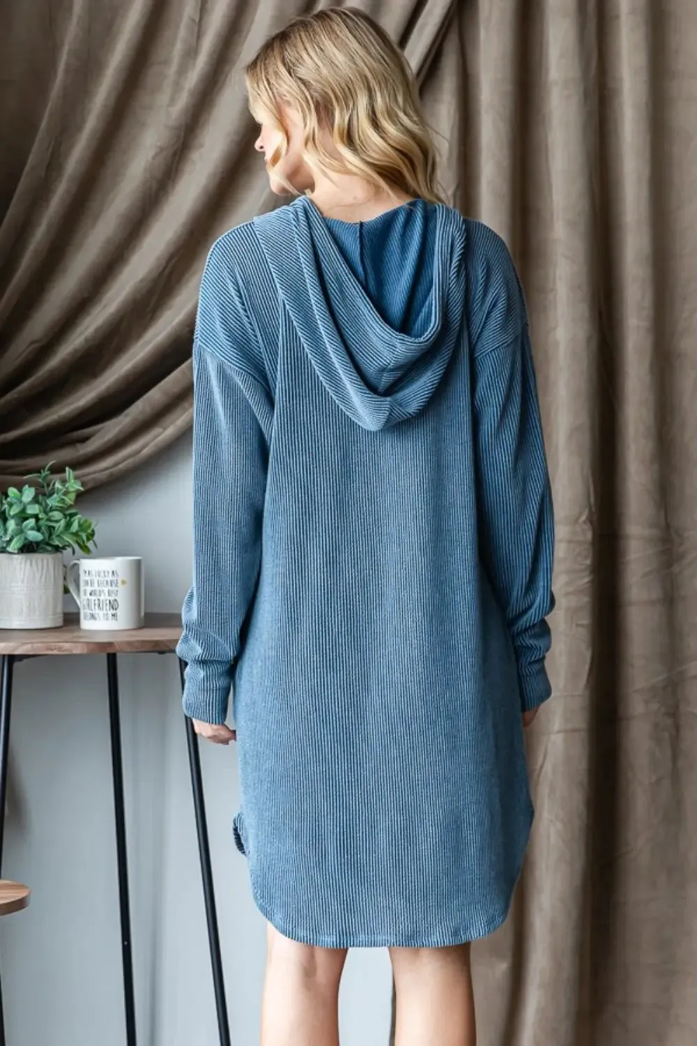 Cindy Ribbed Long Sleeve Hooded Dress