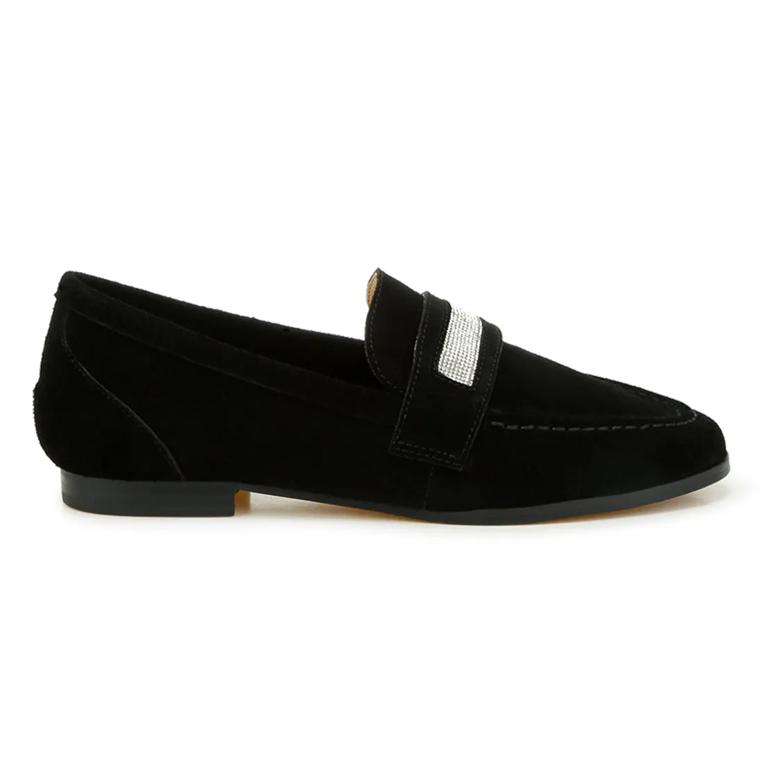 Rhinestone Penny Strap Loafers